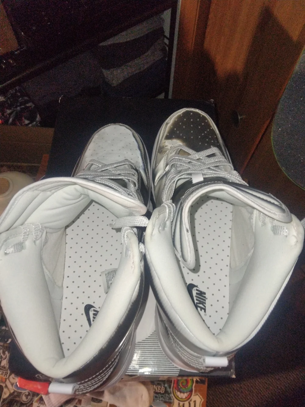 Nike Dunks Hi/C Black,Silver and White- 12